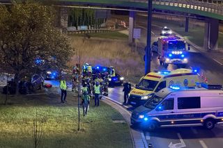 Kierowca Mercedesa pod wpływem wjechał w filar wiaduktu, odbił się i huknął w drzewo