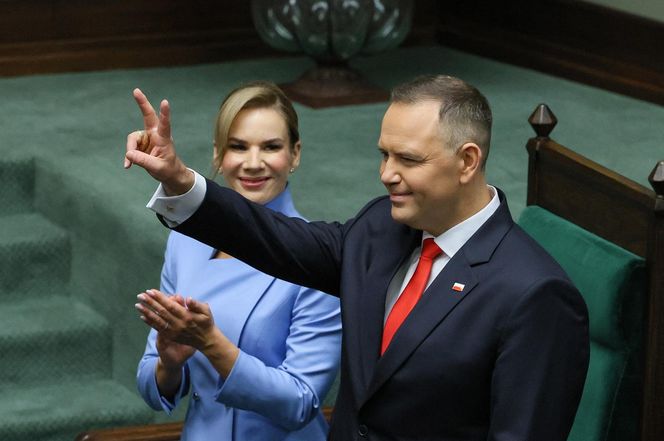 Marta Nawrocka cała na niebiesko zachwyciła w Sejmie  