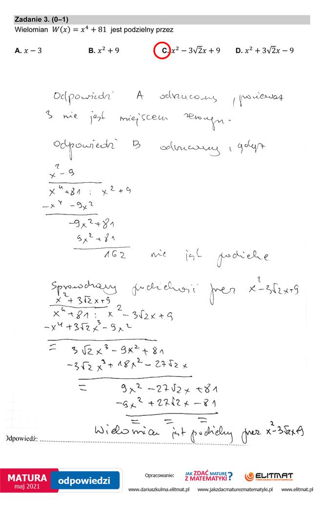 Matura 2021: Matematyka, poziom rozszerzony. Rozwiązania zadań i odpowiedzi od nauczyciela matematyki