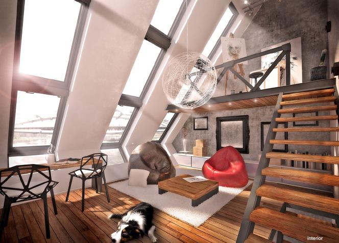 Zawieszony na moście Lock Loft - wnętrze