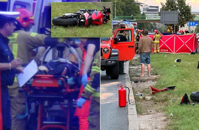 Reanimacja na ulicy. Motocyklista roztrzaskał się na Ochocie!