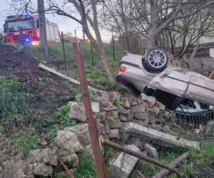 Dąbrowa Górnicza: Auto dachowało na prywatnej posesji