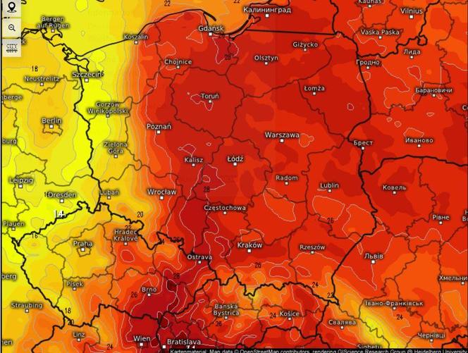 Mapa gorąca w Polsce 5 września 2024