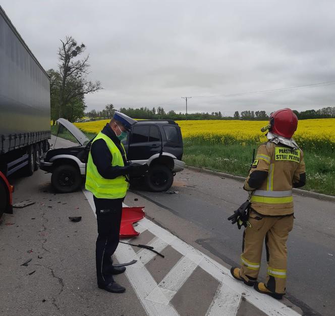 Dwie ciężarówki i osobówka rozbite na trasie Kwidzyn-Bądki