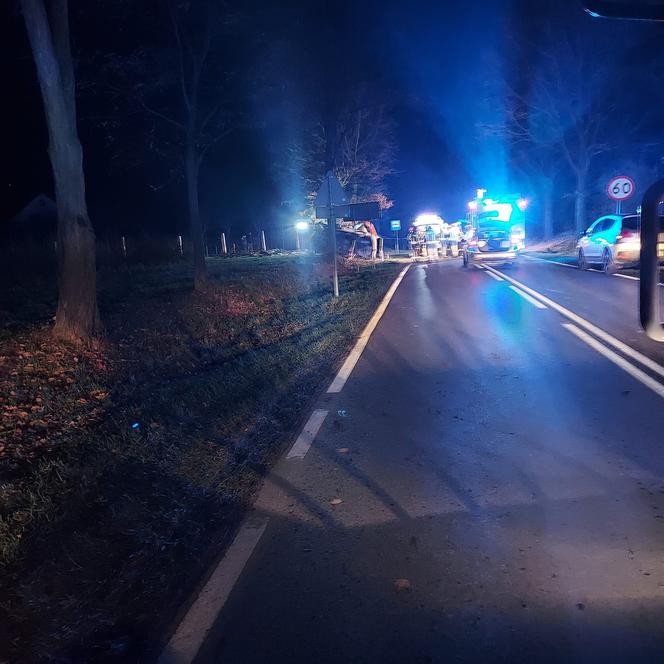 Przerażające zdjęcia z miejsca wypadku w pow. opolskim. Auto całkowicie zniszczyło przystanek