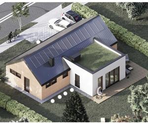 Dom mieszkalny jednorodzinny parterowy zaprojektowany w technologii szkieletowej o powierzchni użytkowej 120 m²