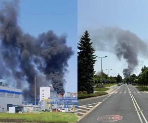 Pożar w fabryce chemicznej w Oświęcimiu. Słup czarnego dymu nad miastem