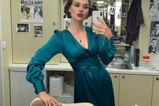 Dominika Kachlik jako Janina Markowska na planie serialu Erynie