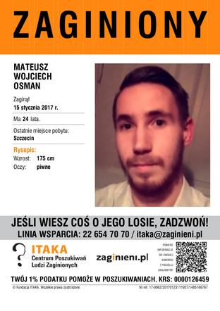 Zaginiony Mateusz Osman