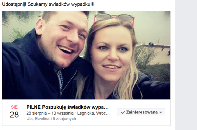 Mąż kobiety uwtorzył wydarzenie na Facebooku