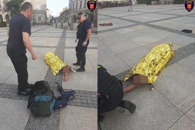 Na Rynku w Kielcach leżał nieprzytomny człowiek. Ratowali go strażnicy miejscy
