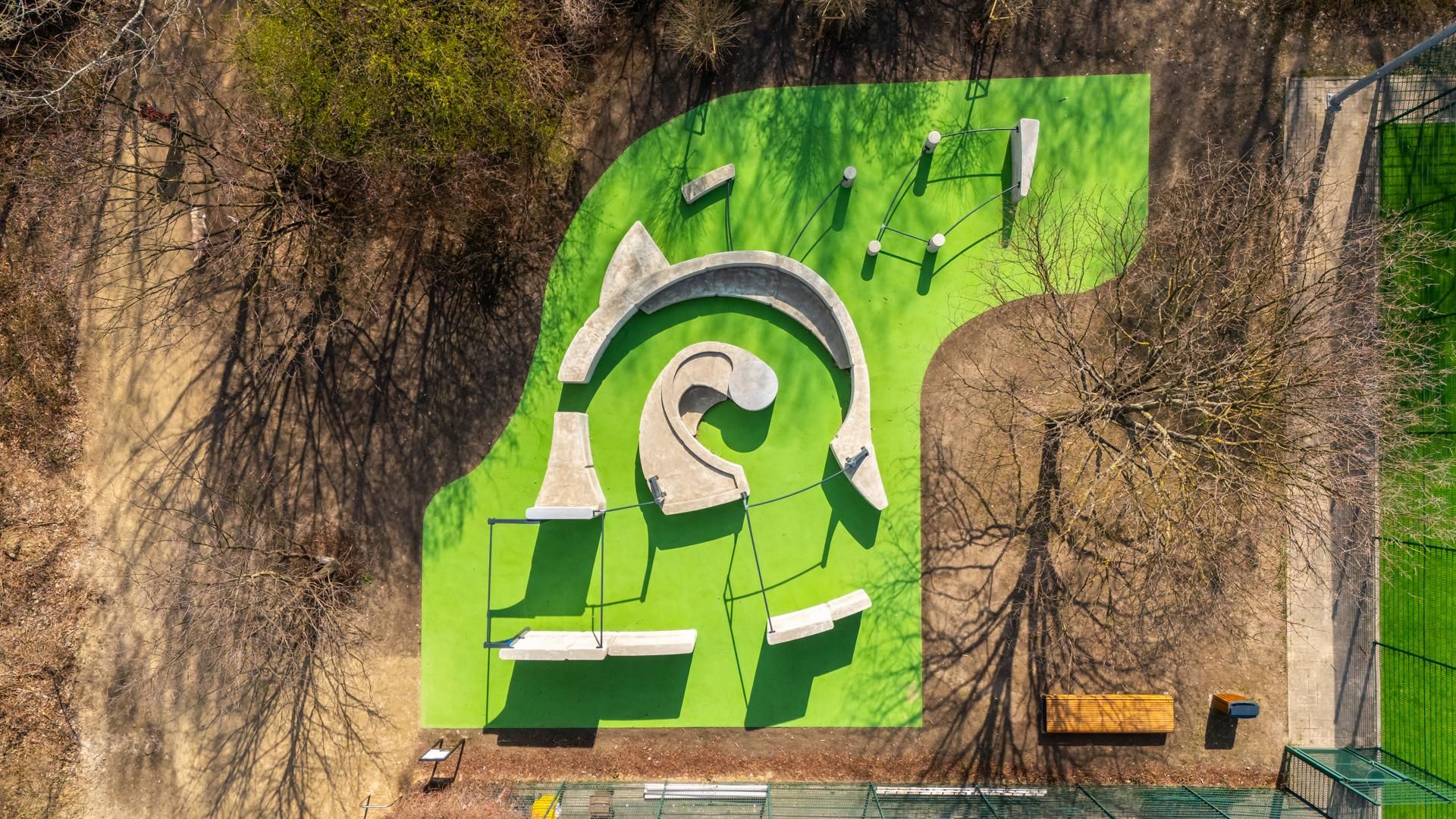 Flowpark do ćwiczenia parkouru, park Przy Bażantarni