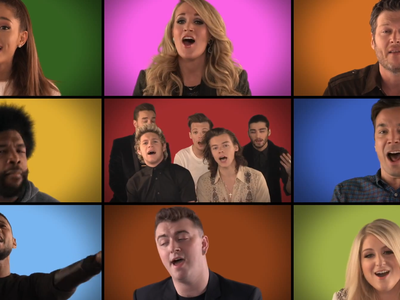 Gwiazdy śpiewają We Are The Champions One Direction, Ariana Grande