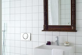 Lustro w starej ramie w łazience w stylu nowoczesnym 