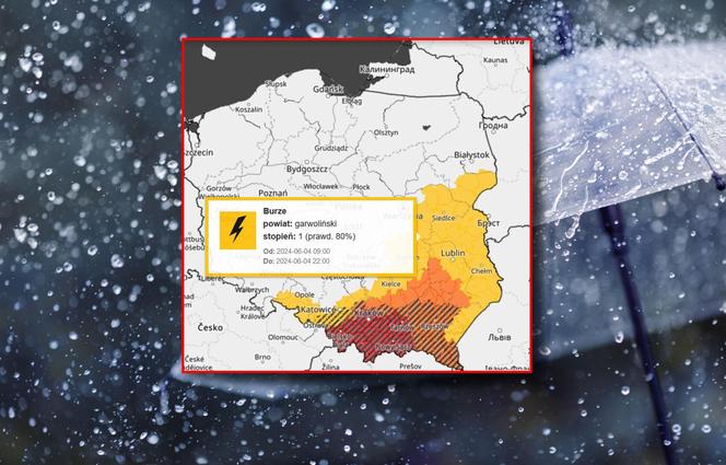 Kataklizm pogodowy w Małopolsce! Mapa zagrożeń na czerwono. Najwyższy alert IMGW