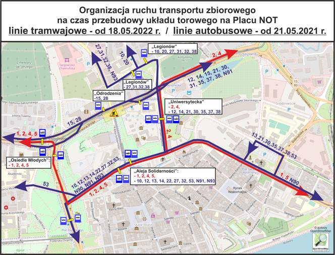 Zmiany w ruchu drogowym i utrudnienia na mapie Torunia. Schematy MZK