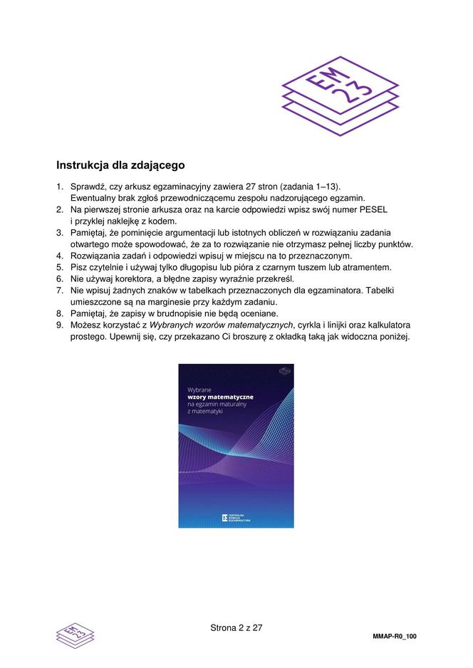 Matura 2024: matematyka. Arkusze CKE i odpowiedzi. Poziom rozszerzony [Formuła 2023]