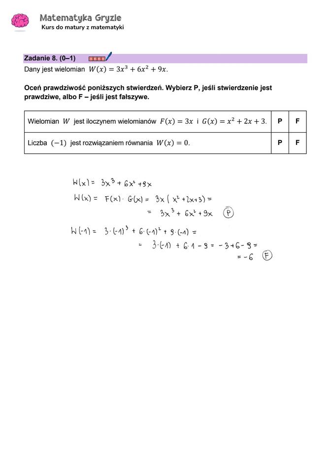 Matura z matematyki 2024 - ODPOWIEDŹ - ZADANIE 8