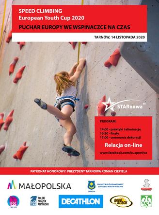 Plakat Pucharu Europy Juniorów we wspinaczce na czas w Tarnowie