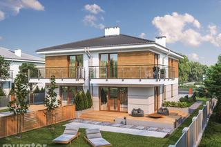 Projekt domu M225b Światła miasta - wariant II (dwulokalowy) z katalogu Muratora - wizualizacje, plany, rysunek, aranżacje