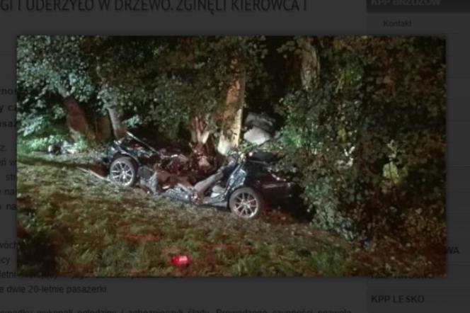 BMW wypadło z drogi w Jabłonicy Polskiej w powiecie brzozowskim. Nie żyją 22 i 20-latek