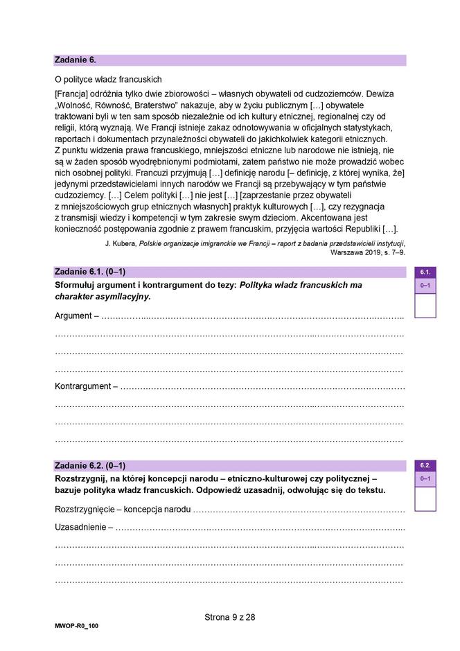 WOS 2024 - matura, arkusze CKE (formuła 2023)