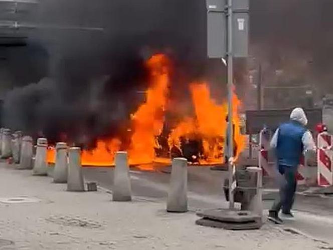 Pożar w centrum Mysłowic. Płomienie i słup dymu