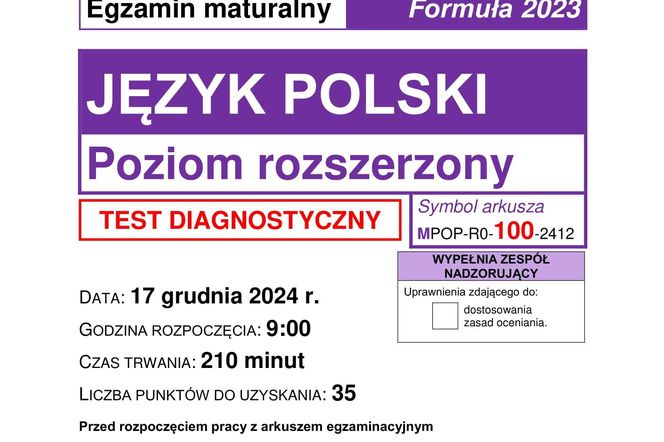 Matura próbna 2025: polski. Arkusze CKE i odpowiedzi. Poziom rozszerzony [Formuła 2023]