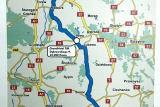 Test ekonomiczności - mapa trasy Warszawa-Sopot