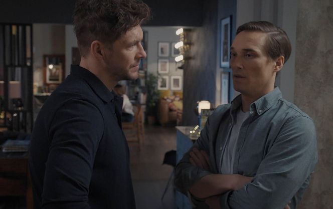 M jak miłość, odcinek 1874: Olek (Maurycy Popiel), Marcin (Mikołaj Roznerski)