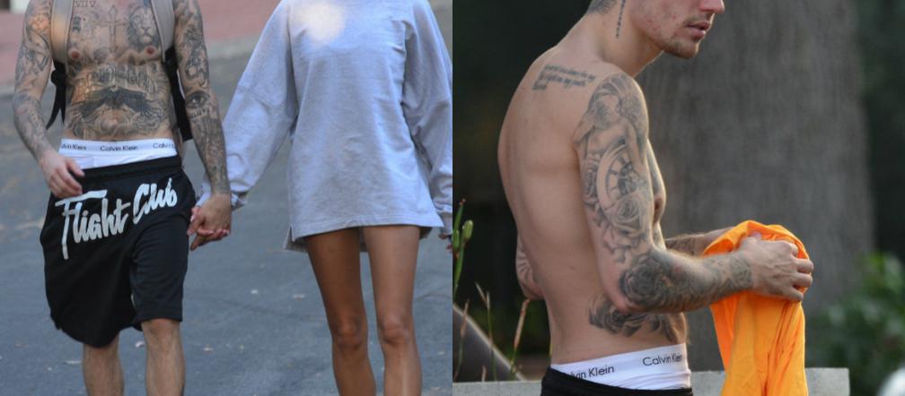 Justin Bieber i Hailey Bieber na spacerze