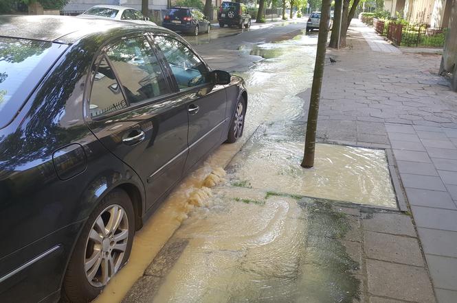 Potok wody na ul. Zamoyskiego w Bydgoszczy [ZDJĘCIA]