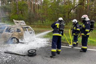 Kujawsko-pomorskie: Pożar samochodu na DK 10. Pojazd słonął doszczętnie! [ZDJĘCIA] 