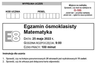 Egzamin ósmoklasisty 2022 MATEMATYKA - ARKUSZE, ZADANIA, ODPOWIEDZI