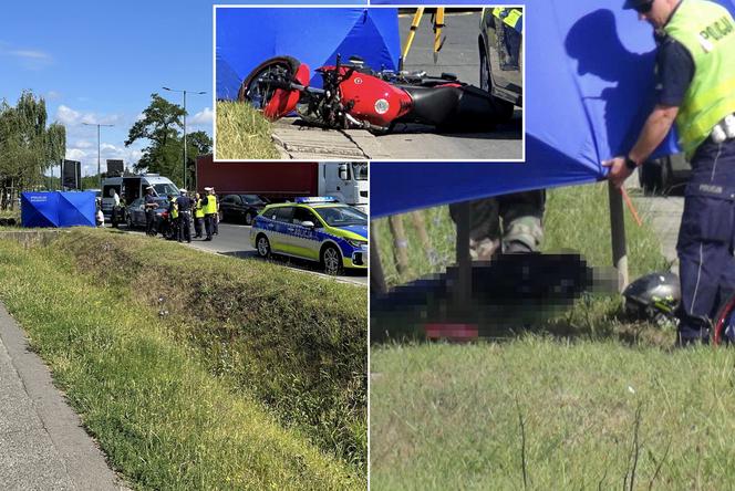 Śmiertelny wypadek na Białołęce. Wyleciał z pojazdu i uderzył w znak drogowy. Motocyklista zginął na miejscu