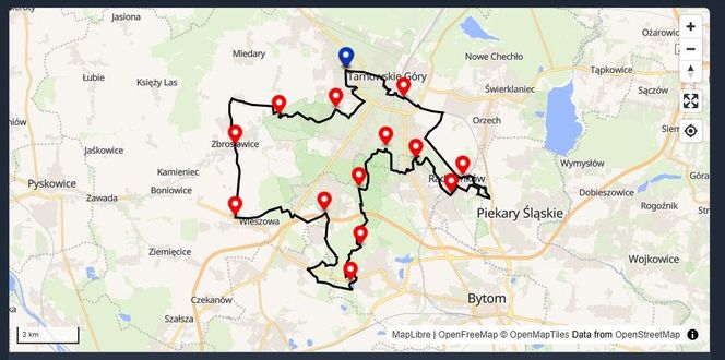 Trasa Czarna 62km - Św. Onufrego w Tarnowskich Górach