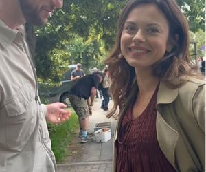 	M jak miłość nowy sezon po wakacjach. Kasia (Paulina Lasota), Mariusz (Mateusz Mosiewicz) na planie