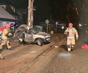 Opel zatrzymał się na słupie, dwóch 20-latków nie żyje