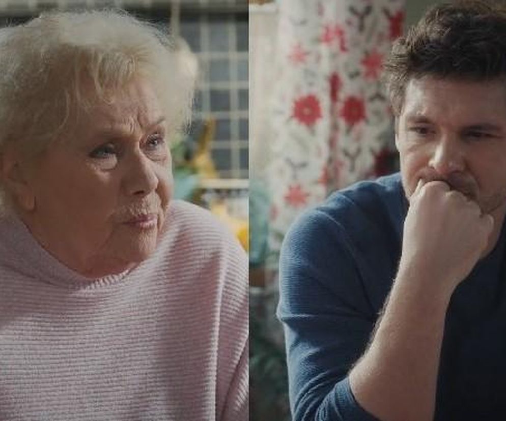 M jak miłość odcinek 1805. Barbara (Teresa Lipowska), Marcin (Mikołaj Roznerski)