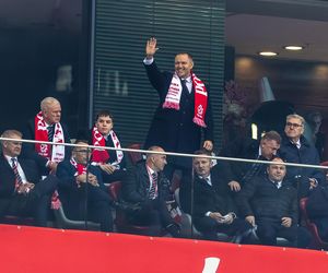 Karol Nawrocki na meczu Polska - Holandia