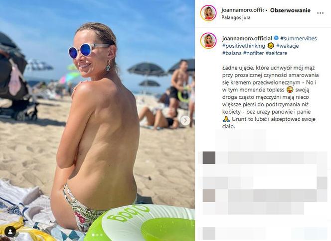 Joanna Moro topless na publicznej plaży