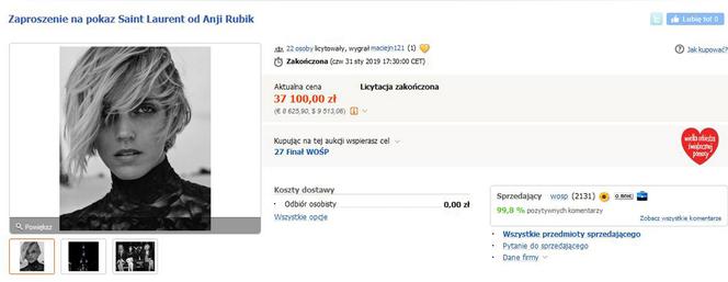 Kurtka Lindy poszła za 100 tyś zł. Aukcje WOŚP