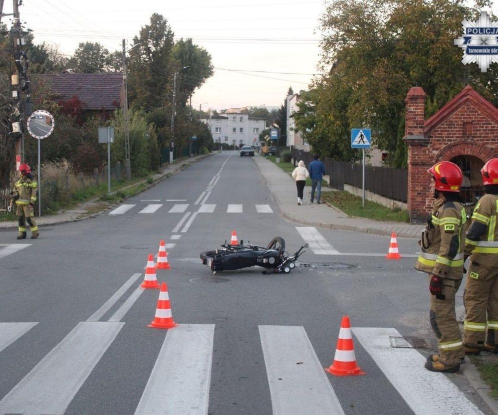 Tarnowskie Góry: motorowerzysta ranny po zderzeniu z osobówką