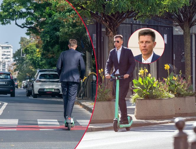 Ryszard Petru na hulajnodze