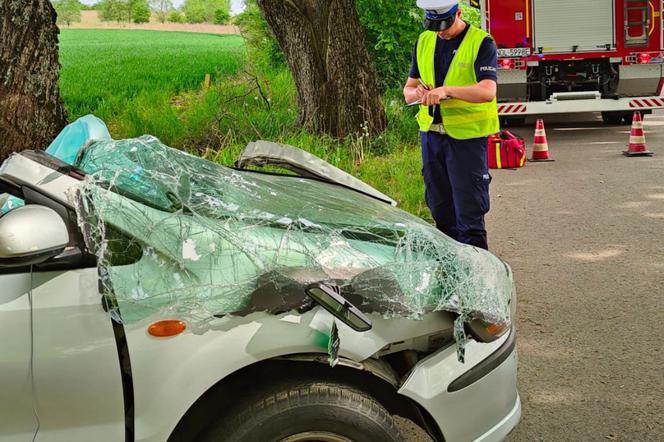 Śmiertelny wypadek na trasie Barczewo-Mokiny. Samochód uderzył w drzewo. Nie żyje kierowca
