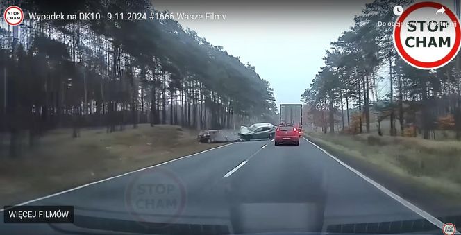 Koszmarny wypadek na DK10 pod Bydgoszczą! Jest nagranie z momentu zderzenia [WIDEO]