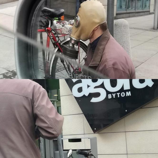 Mieszkaniec Bytomia chodzi po mieście w masce gazowej. Strach przed wirusem czy prowokacja?