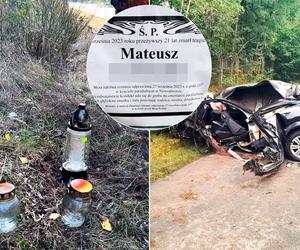 Tragiczny wypadek w woj. lubelskim. 21-letni Mateusz pędził bez zapiętych pasów. Wypadł z auta przez szybę [ZDJĘCIA]