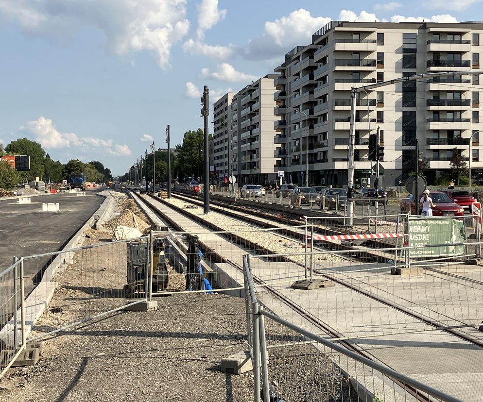 Budowa tramwaju na ul. Sobieskiego w Warszawie