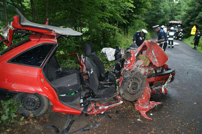 Wypadek w Dobiecinie pod Bełchatowem: Samochód uderzył w drzewo - nie żyje 5 osób [AKTUALIZACJA]
